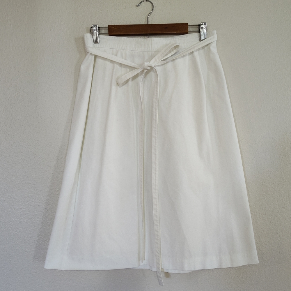 VINTAGE COUNTRY SUBURBANS Classic White A-Line Tie-Waist Wrap Skirt Size 16 - Picture 2 of 8